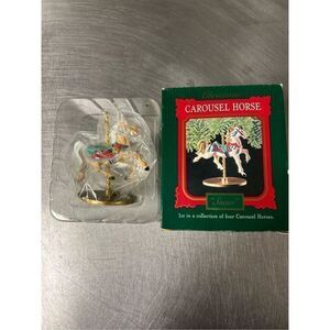 🌼5for$25🌼1989 Hallmark Keepsake Ornament Carousel Horse Snow